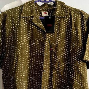 BNWT LEVIS Short-Sleeve Shirt circles allover (brown  / white) - M